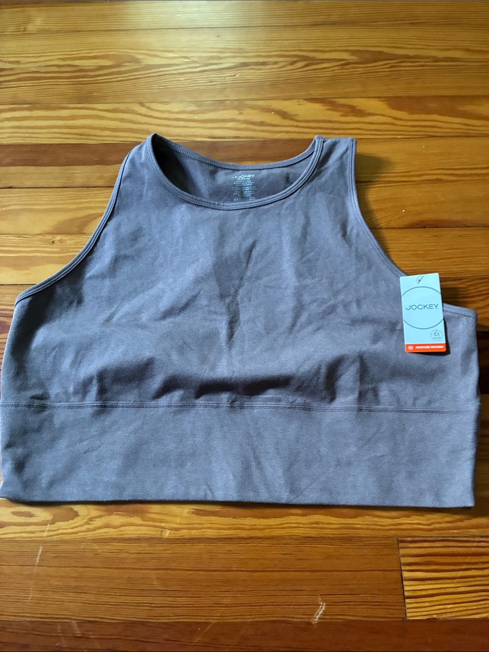 Jockey Charcoal Beige Brown Cropped Tank Sports Bra